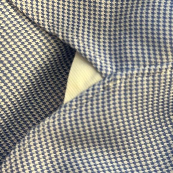 Ermenegildo Zegna Mens Blue White Houndstooth Dress Shirt size 43/17 - Picture 6 of 10